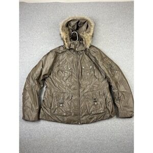 Bogner Jacket Womens Medium Brown Embellished Coyote Fur Ski Down